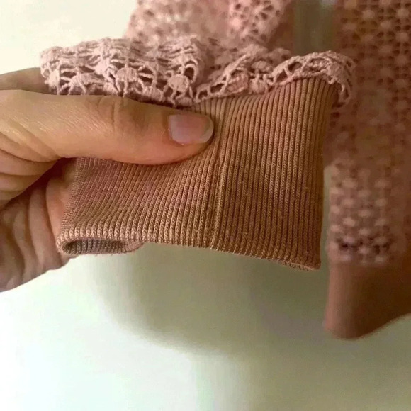 Allison Crochet Like Ruffle Pullover Top Size XS Blush Coquette Sheer Girlhood - Picture 12 of 13